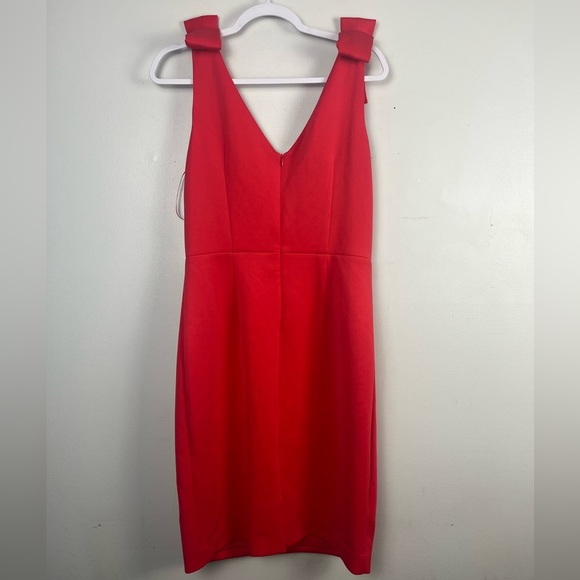 NWT Eliza J Stretch Zippered Slitted Bows At Shoulders Sleeveless midi dress 14 - Picture 4 of 4